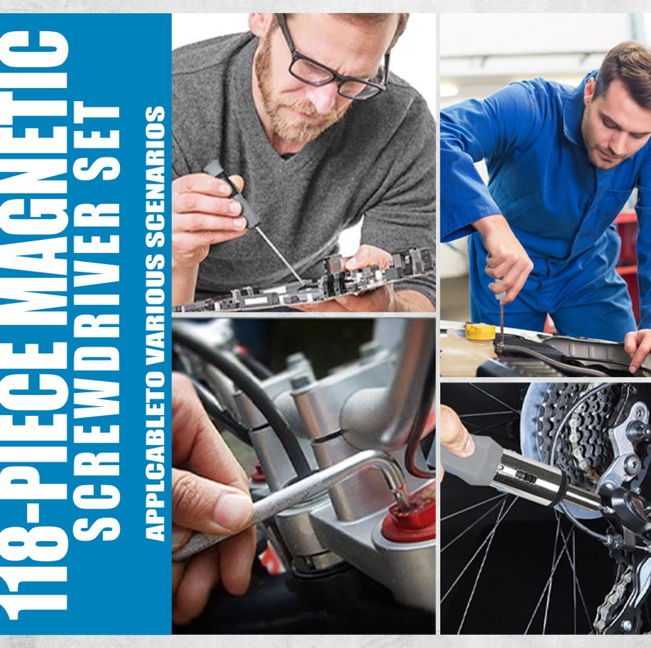 118-Piece Magnetic Screwdriver Set Professional Repair Tool Kit Ideal For Home Improvement And Automotive Maintenance