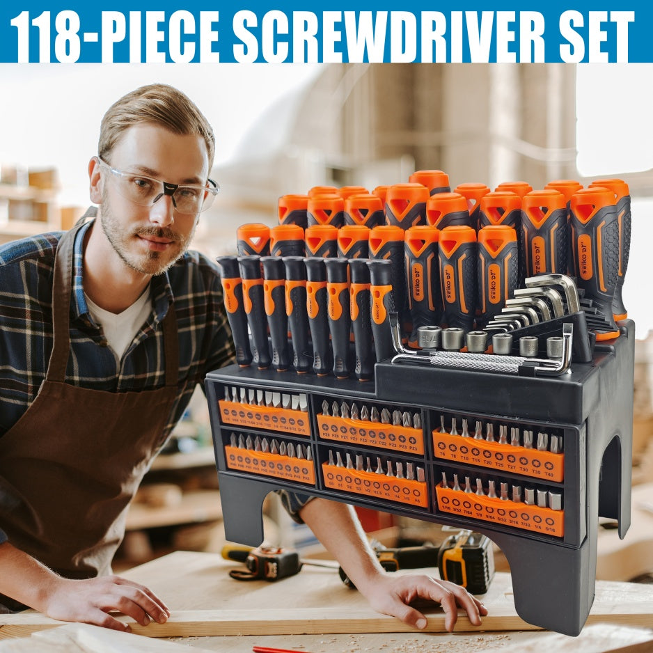 118-Piece Magnetic Screwdriver Set Professional Repair Tool Kit Ideal For Home Improvement And Automotive Maintenance